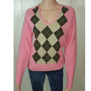 J CREW ARGYLE WOOL SWEATER